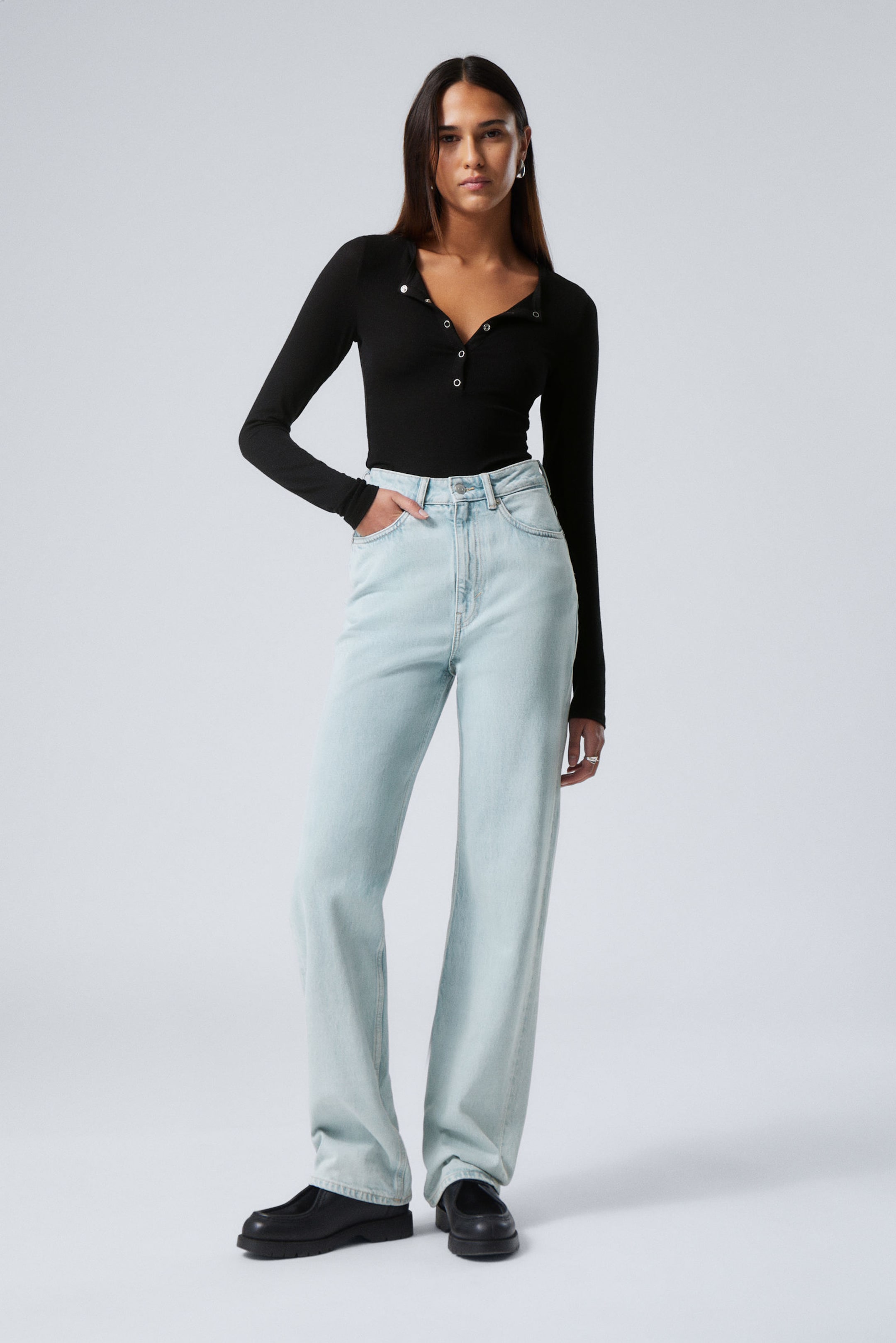 #8898AC - Rowe Super High Waisted Regular Straight Leg Jeans - 1