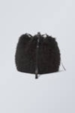 Black - Faux Fur Shoulder Bag - 1