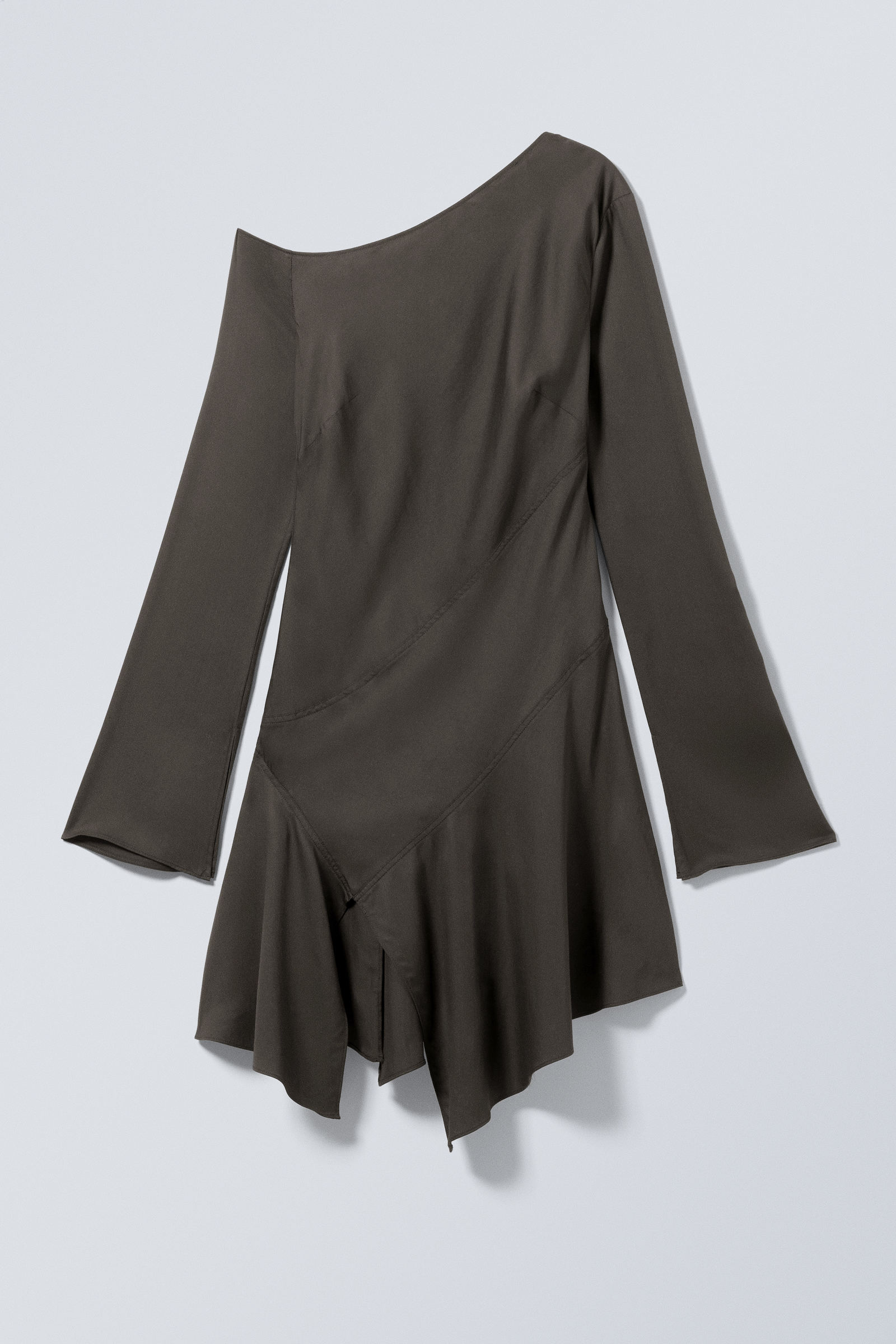 long-sleeved asymmetric mini dress - Dark Grey | Weekday WW