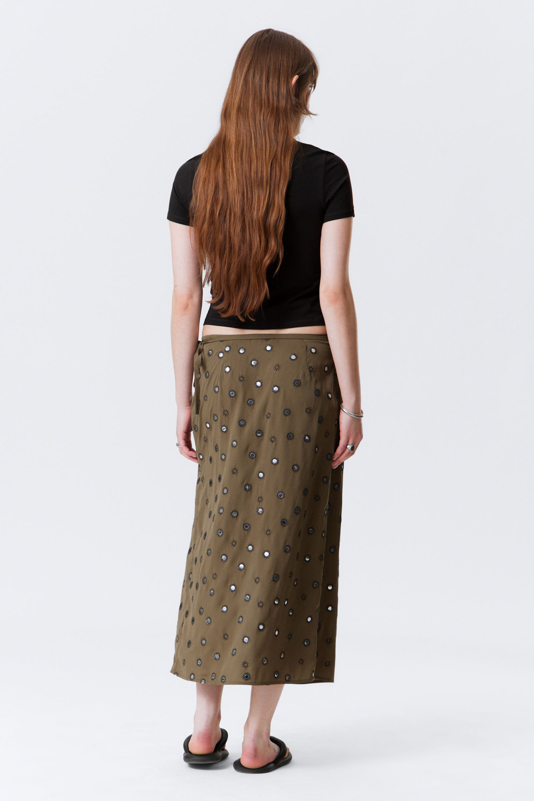 Dark Mole - Sequin Wrap Midi Skirt - 3