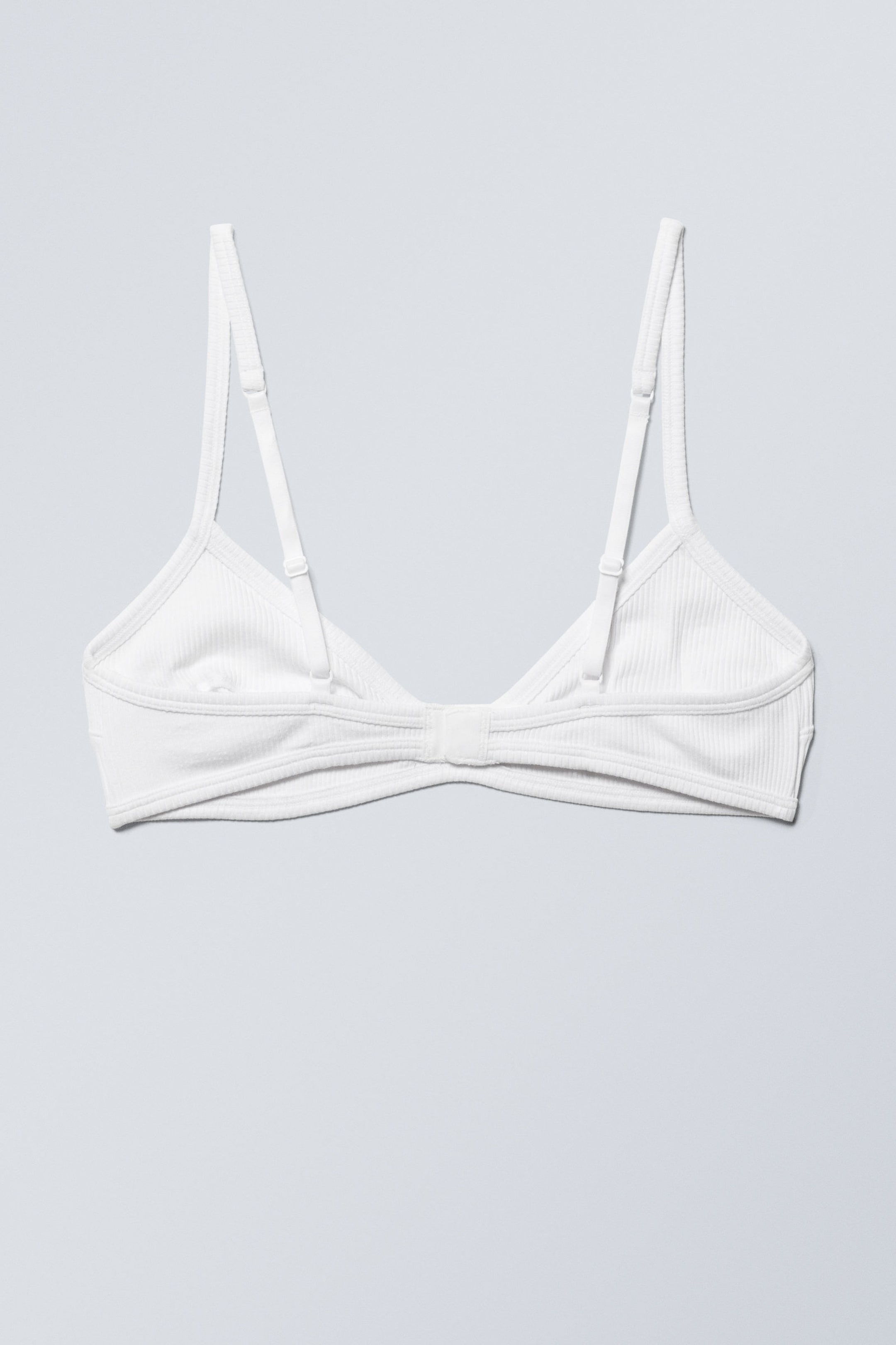 White - Rib Scoop Cotton Bra - 1