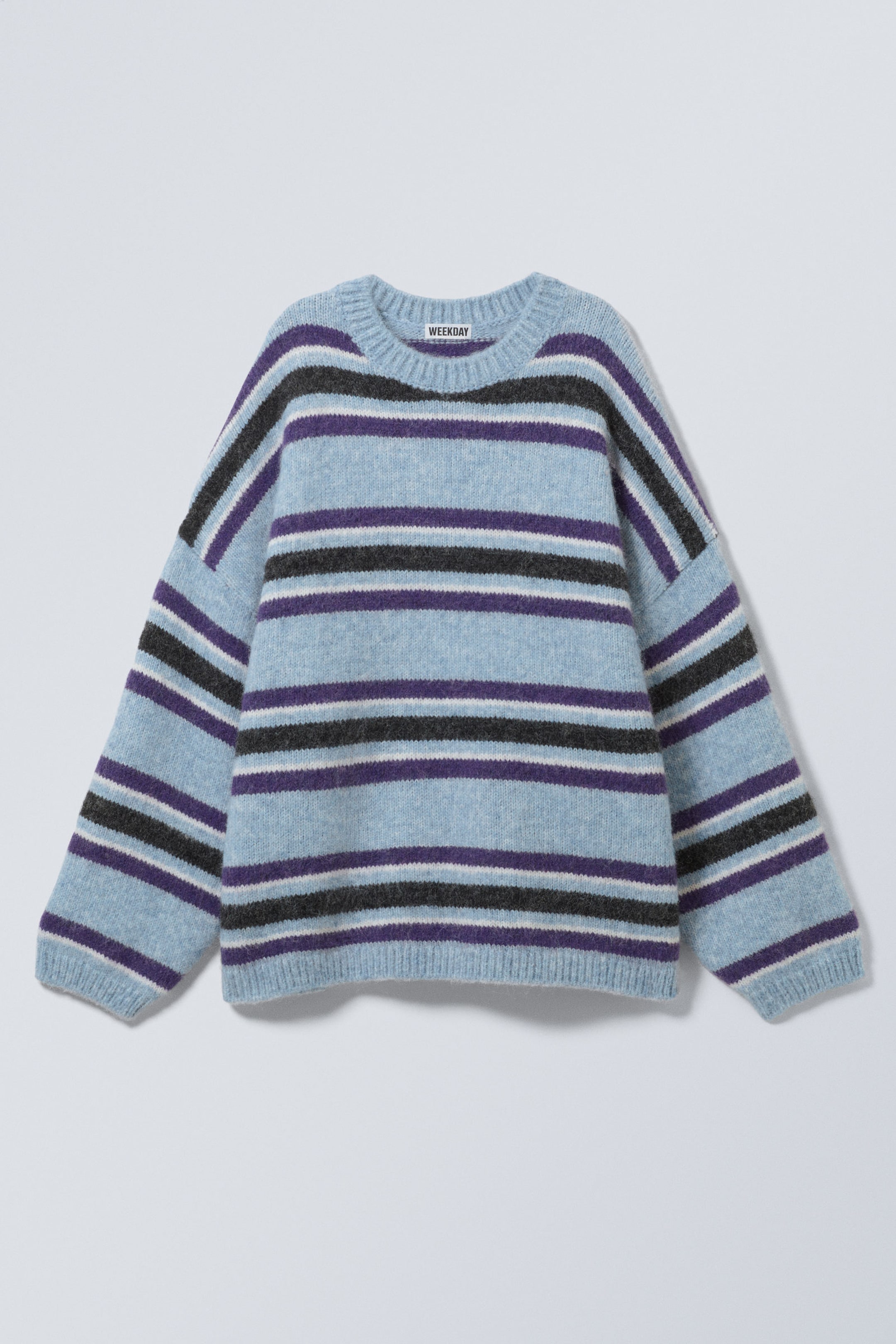 Blue Multi Stripe - Loose Graphic Knitted Sweater - 3