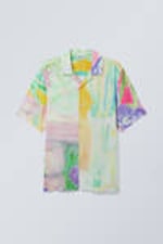 Printed Flower Painting - Relaxed Resort Short Sleeve Shirt - 0