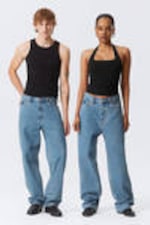 90s Blue - Mittelblau - Galaxy Loose Straight Leg Jeans - 0