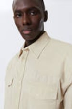 Light Beige - Loose Long-Sleeved Cotton Twill Shirt - 2