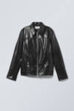 Black - Regular Fit Faux Leather Jacket - 3