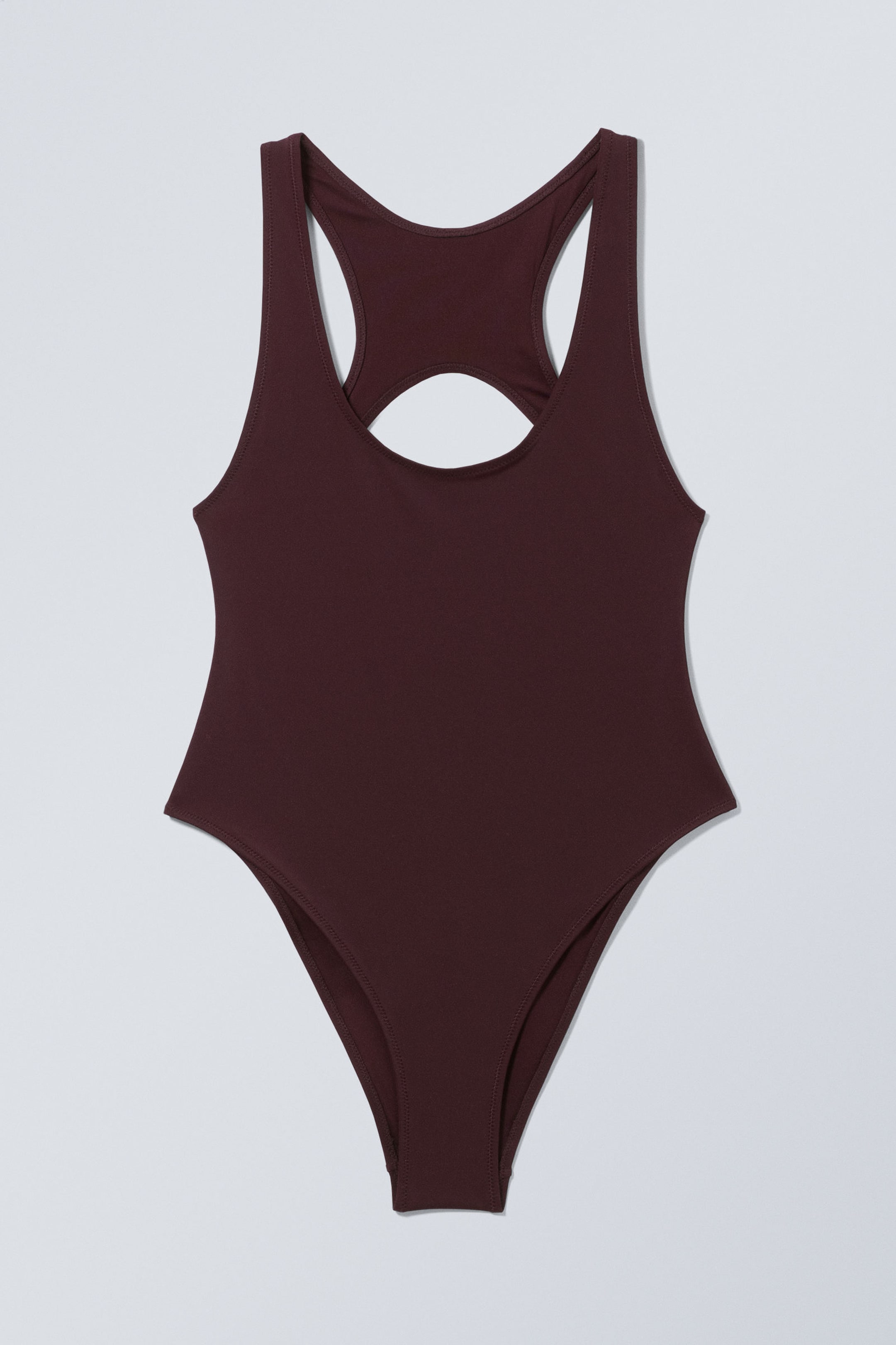 Dark Maroon - Sporty Racerback Swimsuit - 0