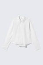 White - Cropped Cotton Poplin Shirt - 4