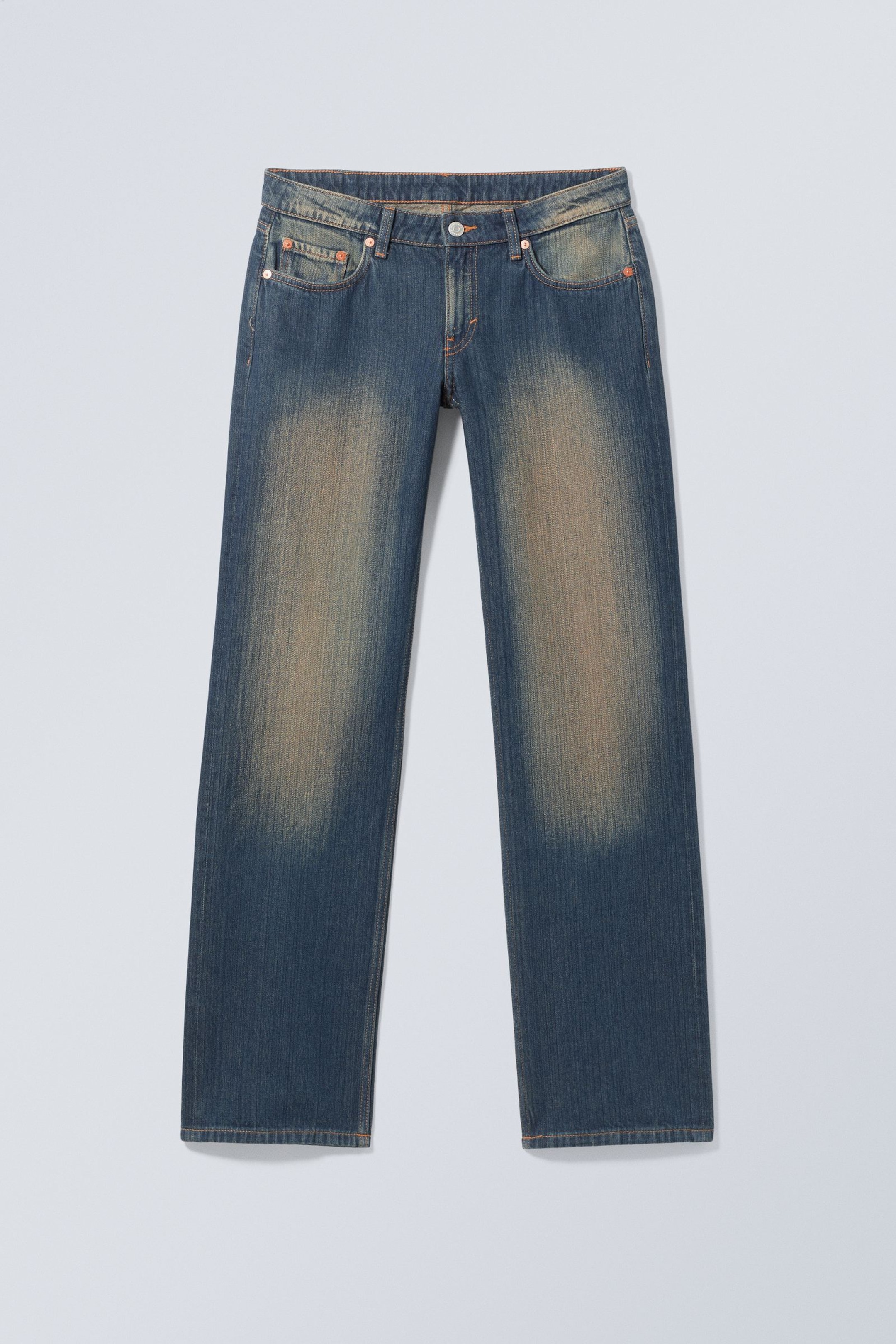 Herritage Blue - Mittelblau - Arrow Low Waist Regular Straight Leg Jeans - 0