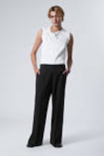 Black - Low Waist Loose Fit Suit Trousers - 0