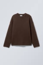 Dark Brown - Teo Oversized Wool Blend Knit Sweater - 1