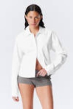 White - Cropped Cotton Poplin Shirt - 0