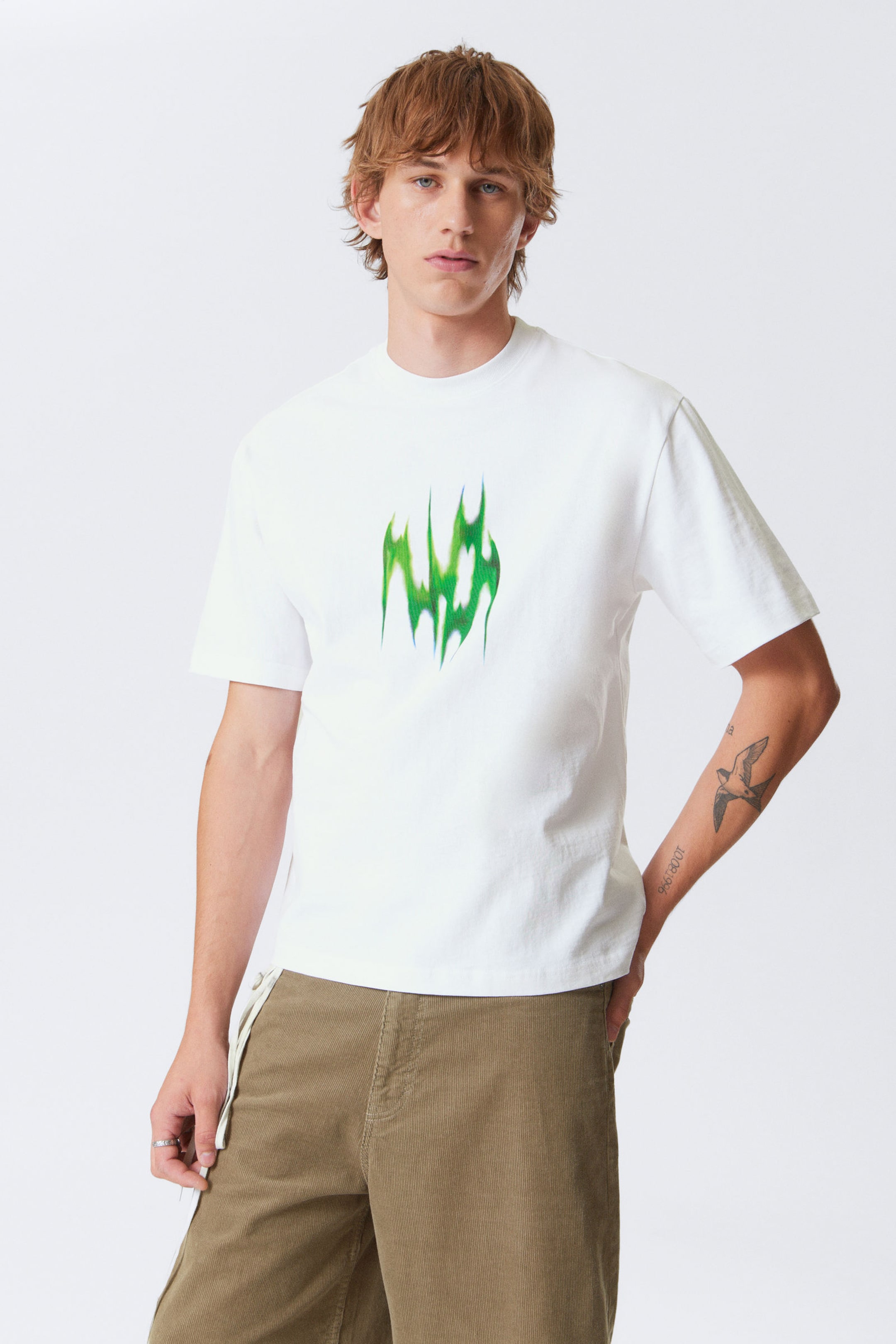 #FFFFFF - Relaxed Graphic Printed T-shirt - 2
