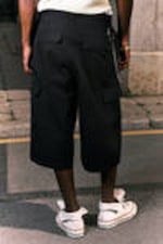 Schwarz - Lockere Utility-Shorts aus Baumwoll-Twill - 2
