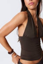 Dark brown - Deep Halterneck Top - 2