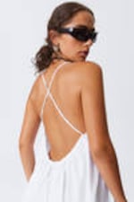 White - Mini Poplin Strap Dress - 2