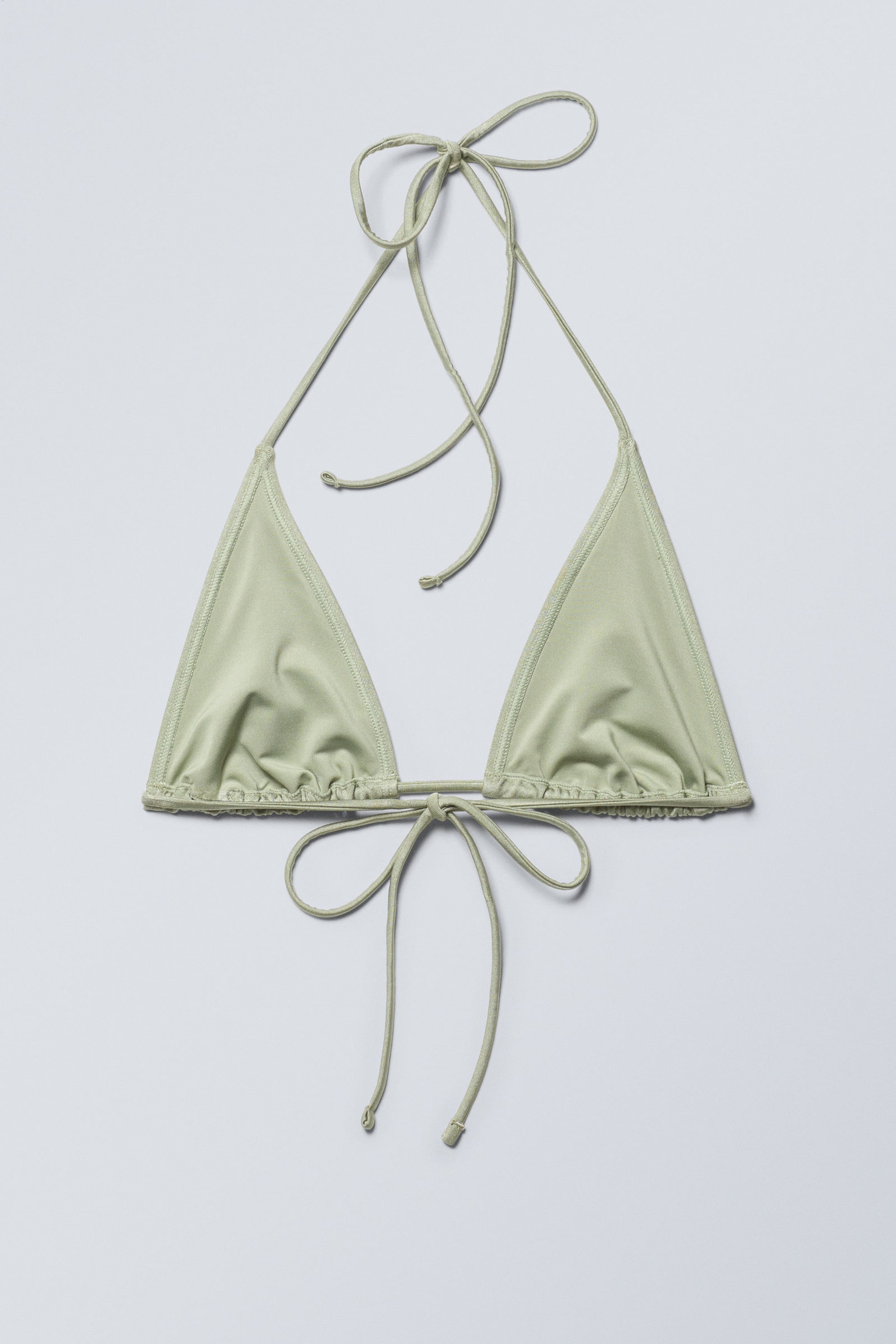 Light Green Shimmer - Strappy Triangle Bikini Top - 1