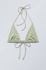 Light Green Shimmer - Strappy Triangle Bikini Top - 1