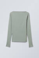 Dusty Green - Open Back Seamless Longsleeve Top - 2