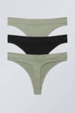 Black & Light Dusty Green Mix - 3-pack Cat Soft Thong - 1