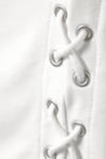 White - Sleeveless Lacing Boat-Neck Eyelet Top - 4