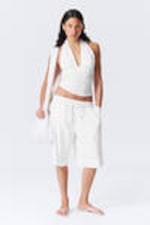 White - Deep Halterneck Top - 1