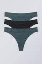 Teal Black - 3-pack Cat Soft Thong - 0