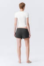 Dark Grey - Mid Rise Mini Jersey Shorts - 2