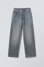 Trove Blue - Mittelblau - Rail Mid Waist Loose Wide Leg Jeans - 2