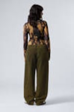 Washed Dark Khaki Green - Galaxy Loose Straight Cord Trouser - 6