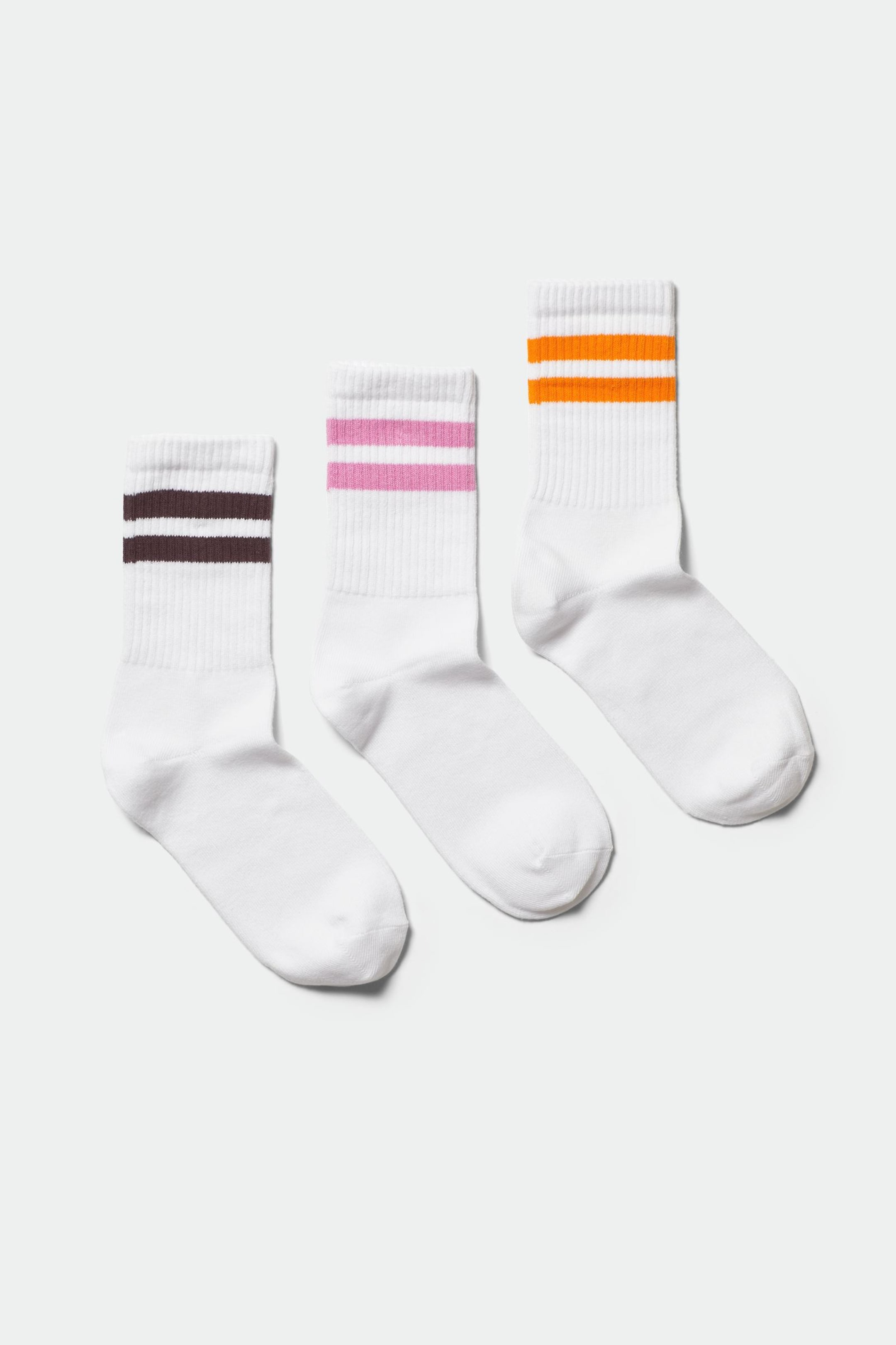 Weiß/Mehrfarbig gestreift - 3er-Pack Sportsocken mit Streifen - 0