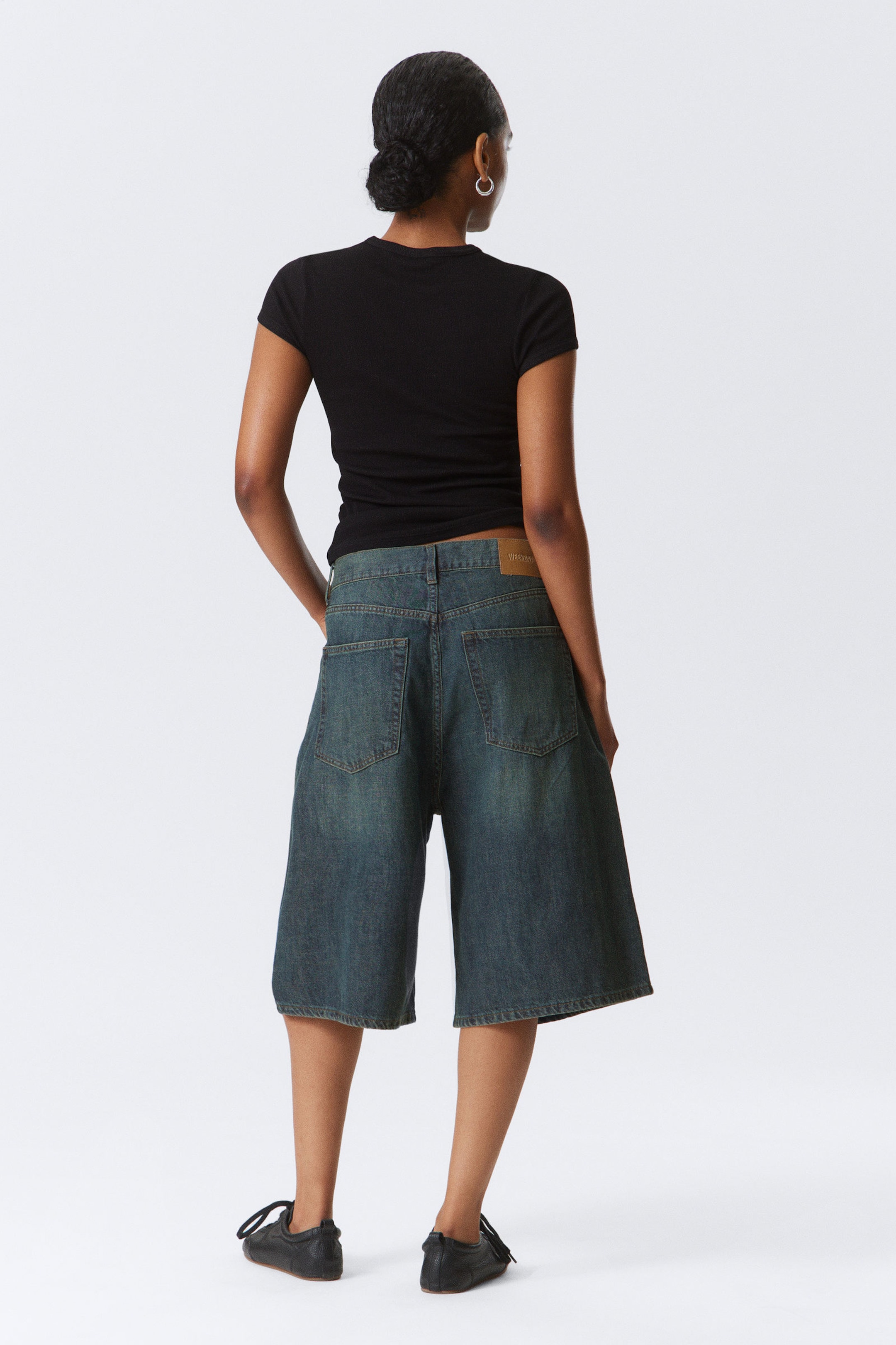 Lake Blue - Middelblauw - Astro ruimvallende baggy short van denim - 6