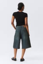 Lake Blue - Middelblauw - Astro ruimvallende baggy short van denim - 6