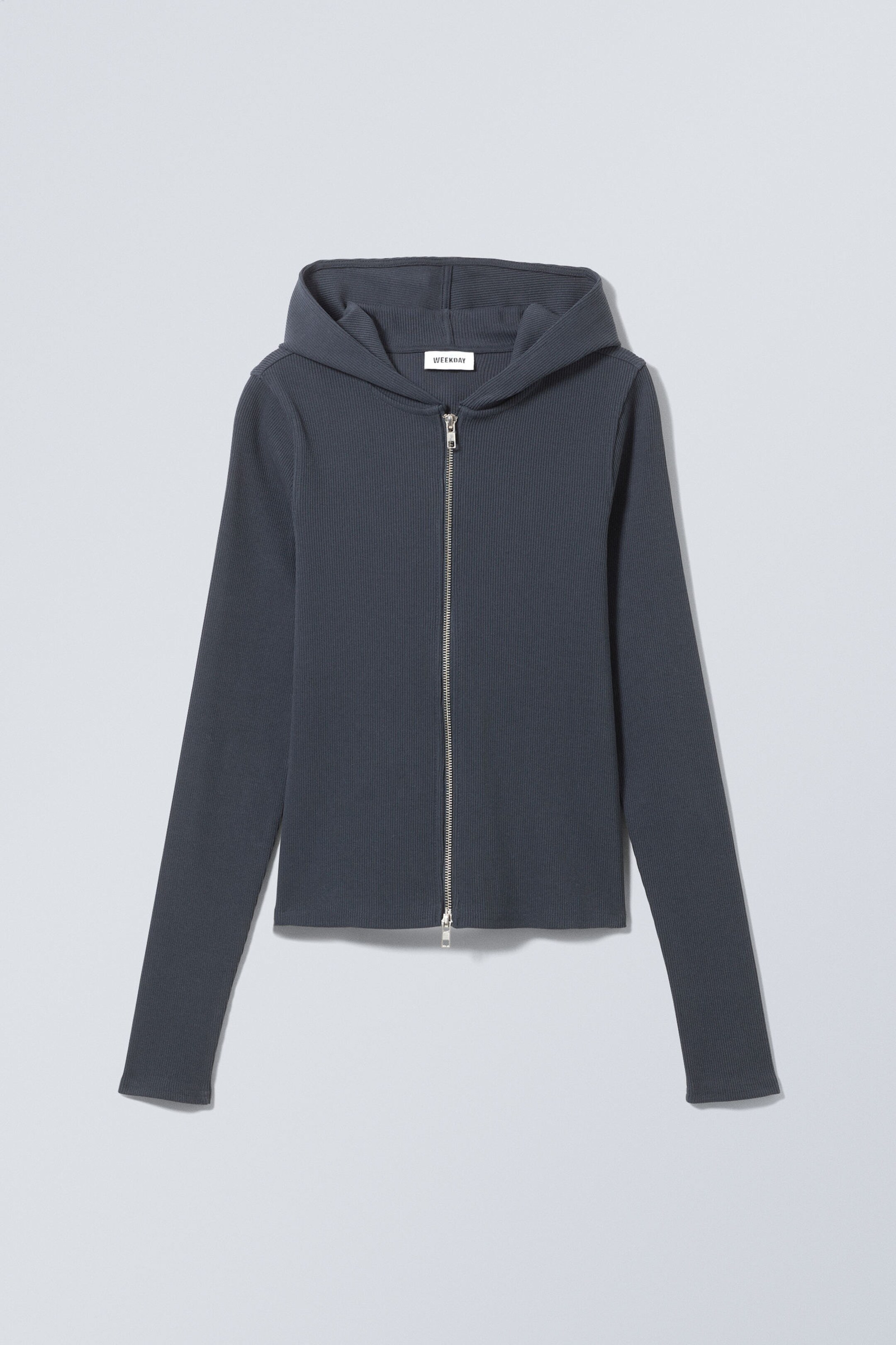 cut tight zip hoodie Dark Blue Weekday EU