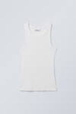 White - Fitted Rib Tank Top - 2