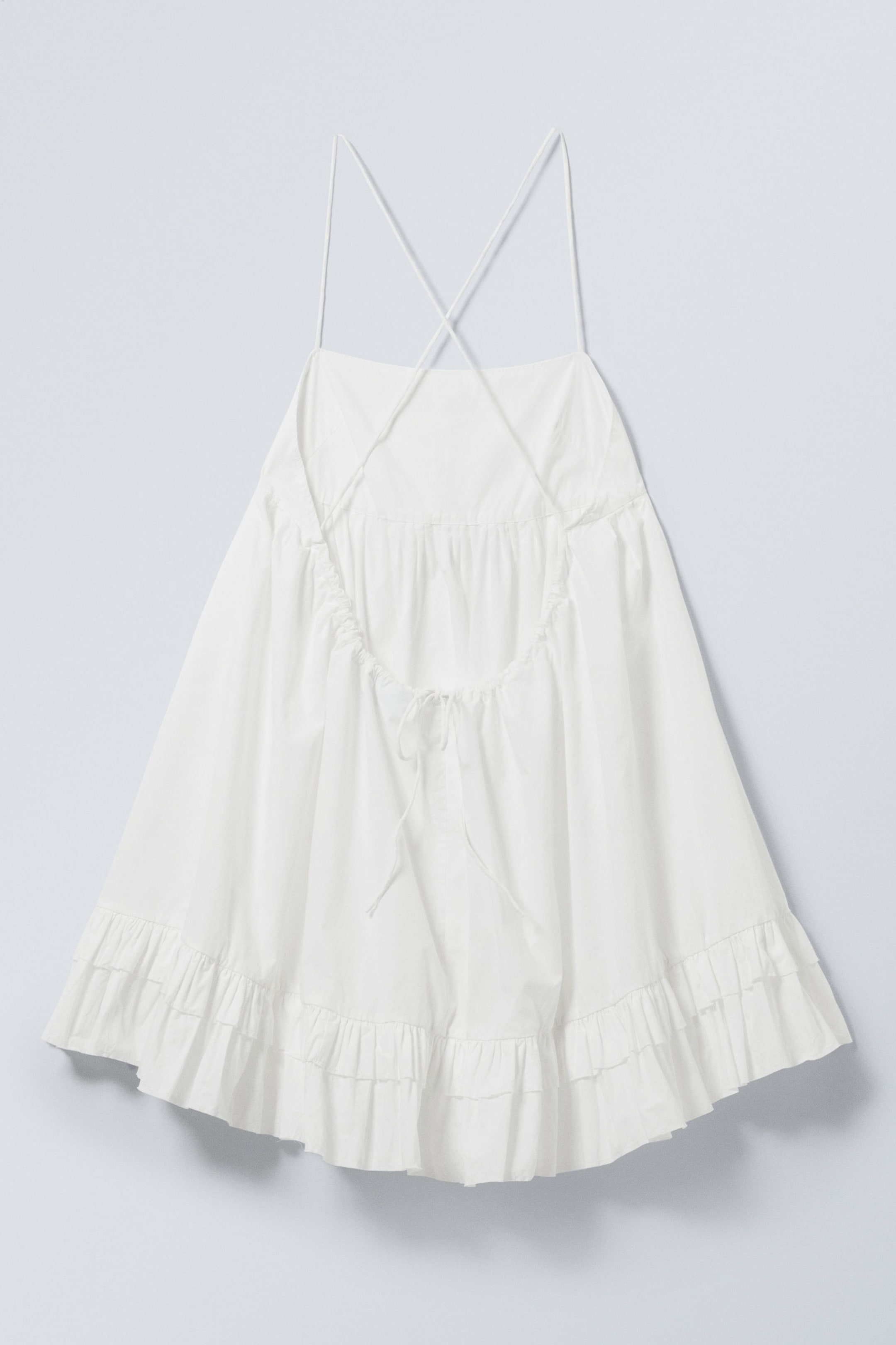 White - Mini Poplin Strap Dress - 1