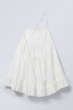 White - Mini Poplin Strap Dress - 1