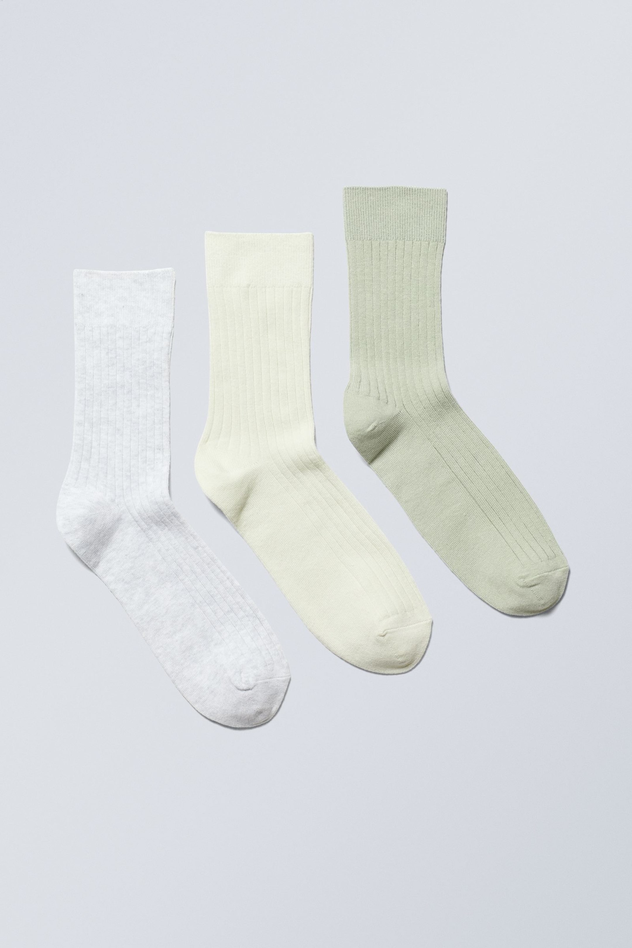 Khaki sage grey melange - 3-pack Selma Socks - 0