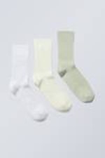 Khaki sage grey melange - 3-pack Selma Socks - 0