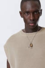Beige - Loose Fit Knitted Cotton Vest - 2