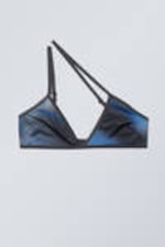 Speed Blue - Minimal Asymmetric Printed Bikini Top - 0