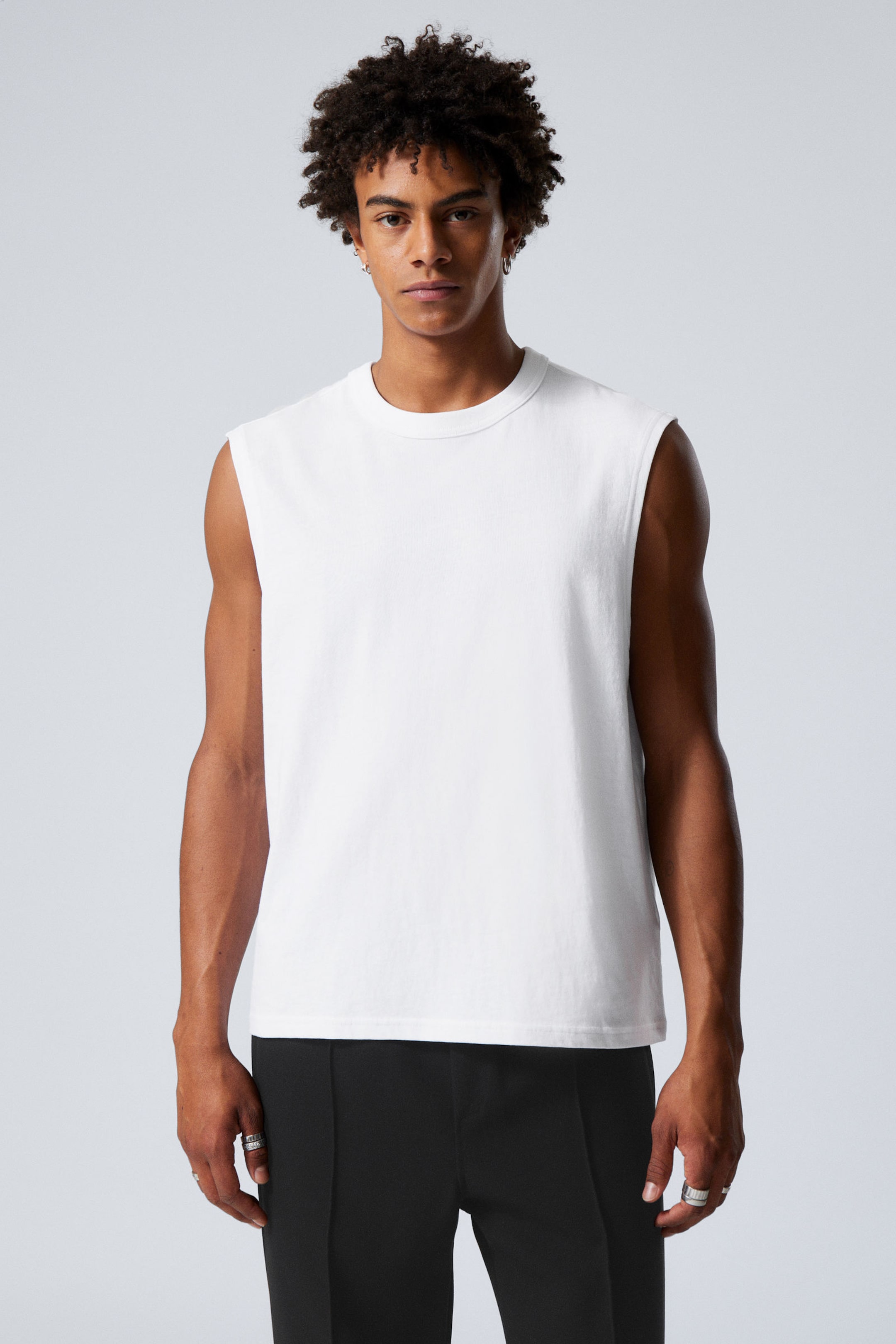 #FFFFFF - Kastiges Tanktop in Washed-Optik - 1