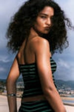 Black & Green Stripes - Striped Cotton Tube Top - 2