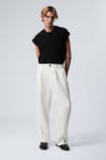 White - Uno Loose Linen Suit Trouser - 0