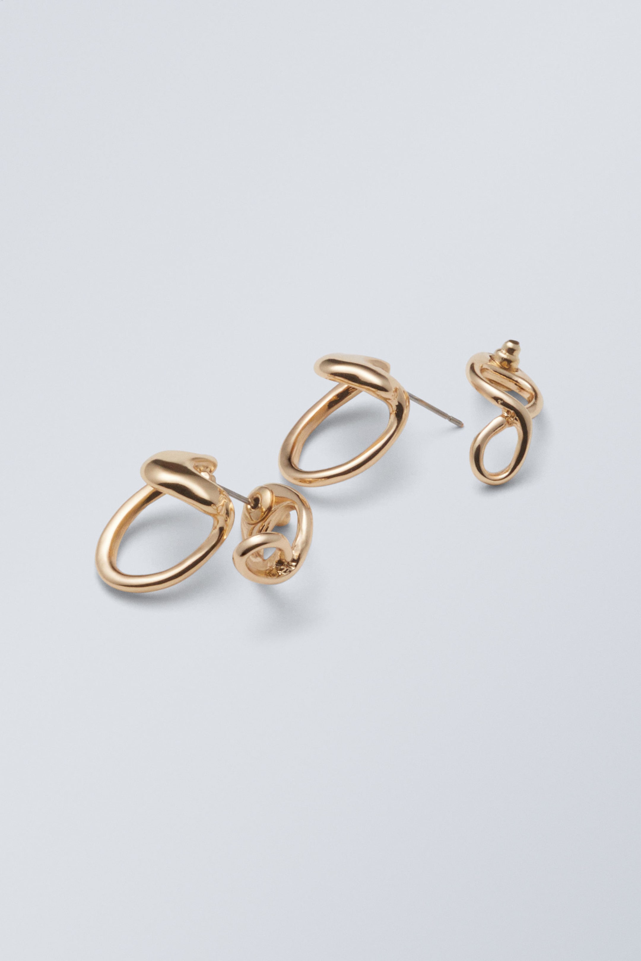 Golden - Organic-shaped Pin Earrings - 0