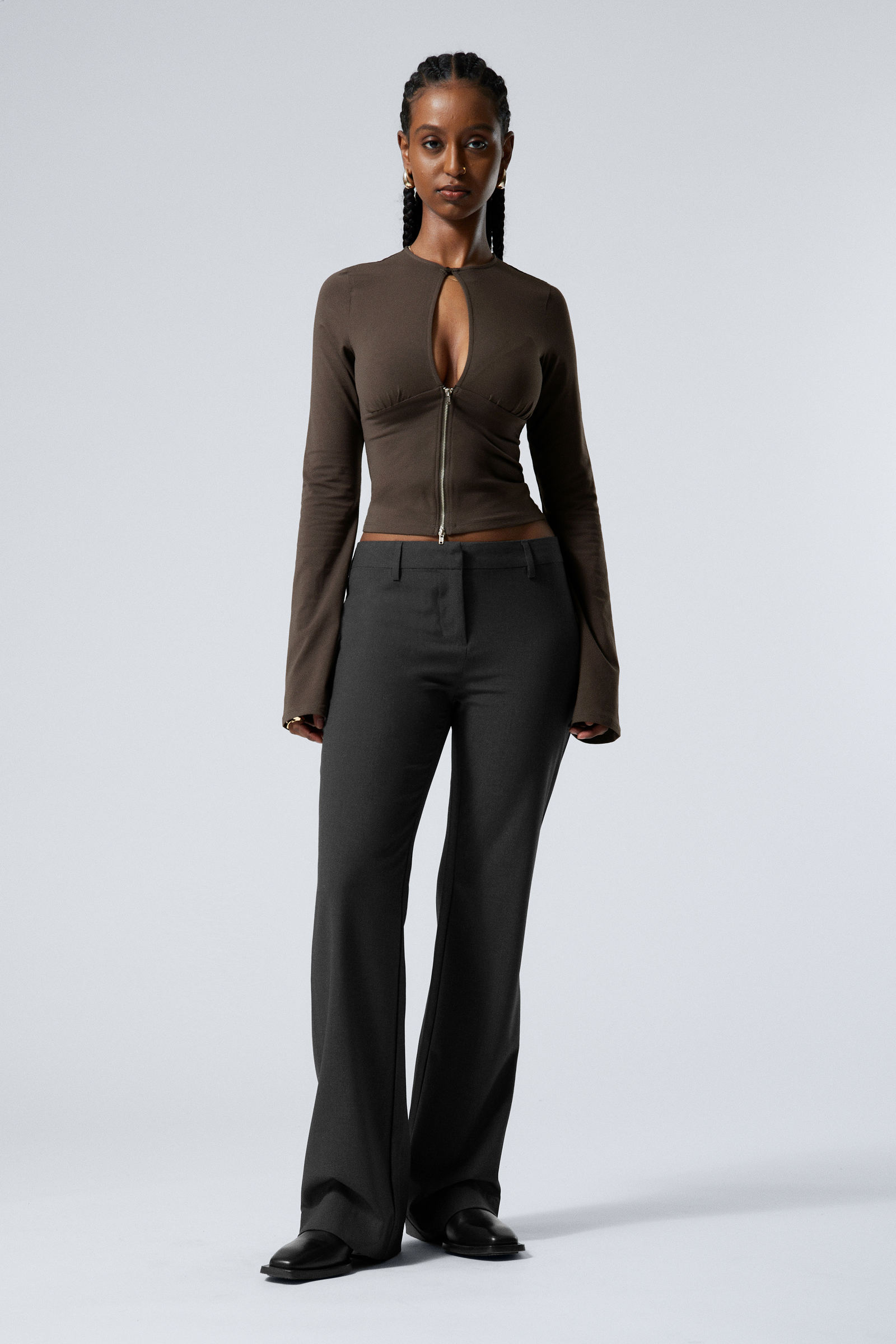 flame low rise slim flared leg jeans - Black Rinse - Black flame low rise slim flared leg jeans - Black Rinse - Black