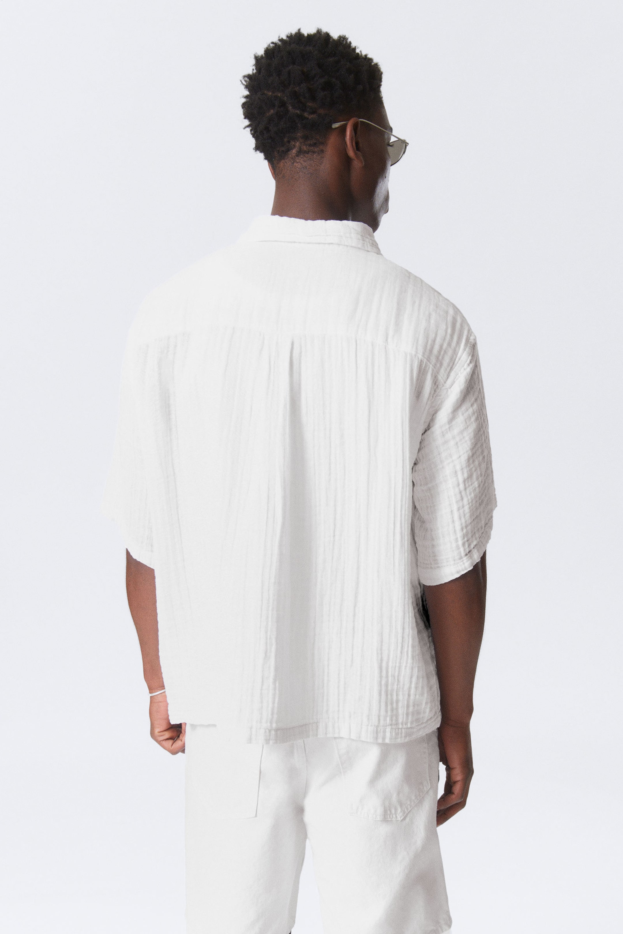 White - Oversized Structured Short Sleeve Shirt - 2