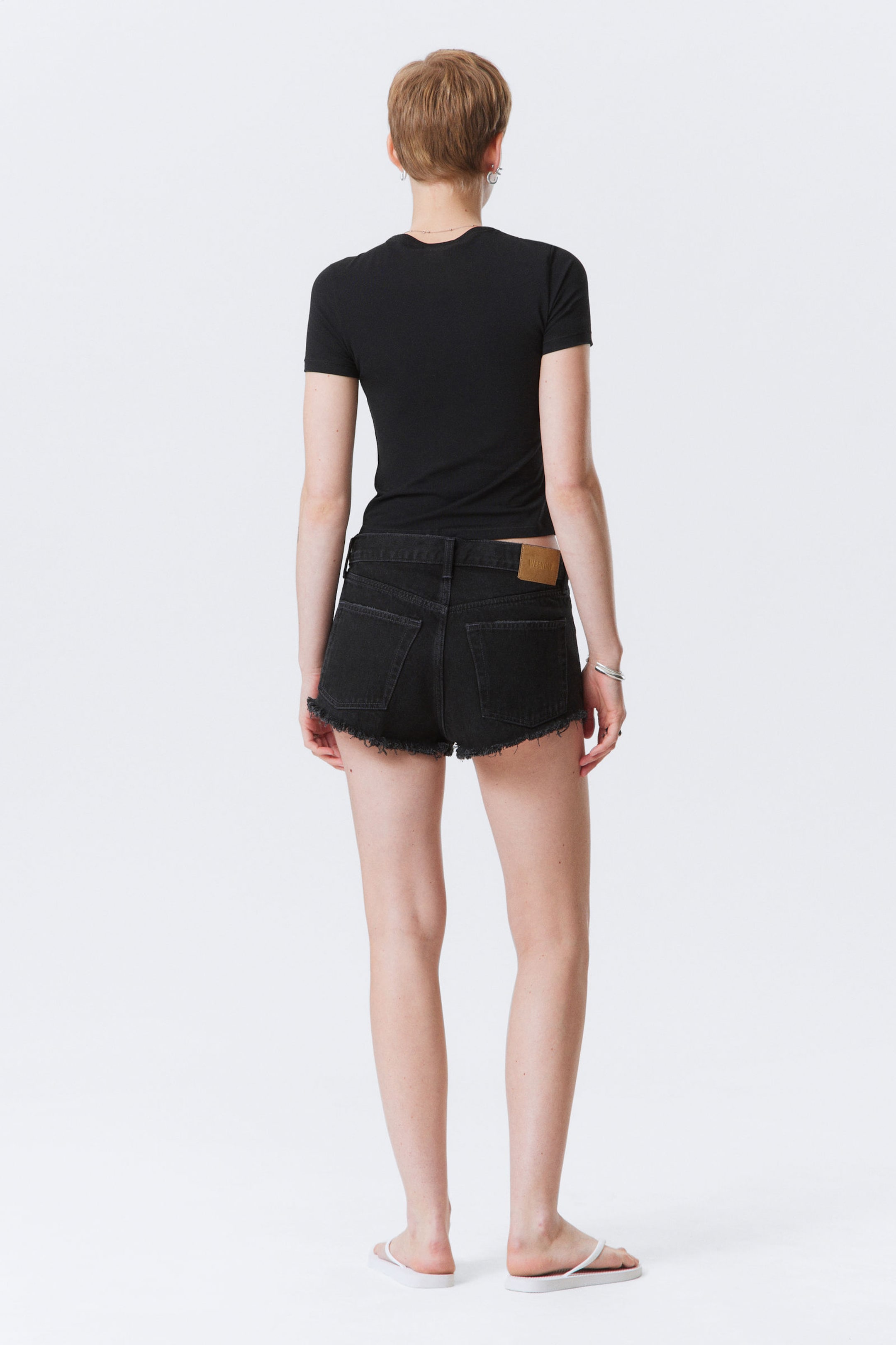 Tuned Black - Black - Maia Mid Rise Denim Hot Pants - 2