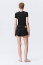 Tuned Black - Black - Maia Mid Rise Denim Hot Pants - 2