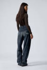 Deep Ocean Blue - Mörkblå - Rail Mid Waist Loose Wide Leg Jeans - 4